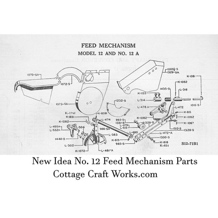 New Idea No. 12 Feed Mechanism Parts
