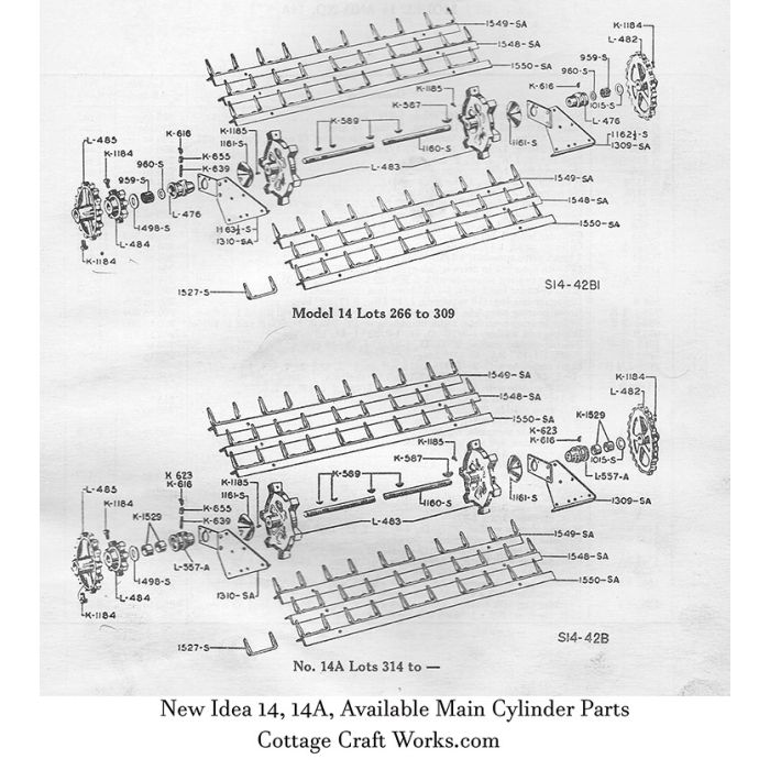 New Idea 14, 14A Spreader Main Cylinder Parts