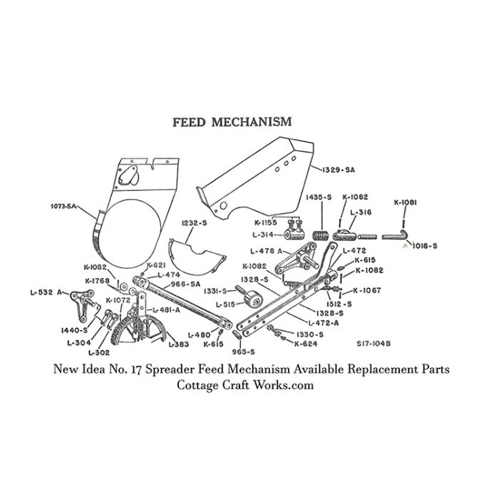 New Idea No. 17 Spreader Feed Mechanism Parts