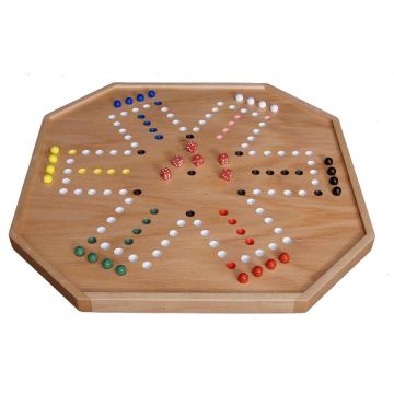 Aggravation Six Jumbo Oak Game Board with Marbles and Dice