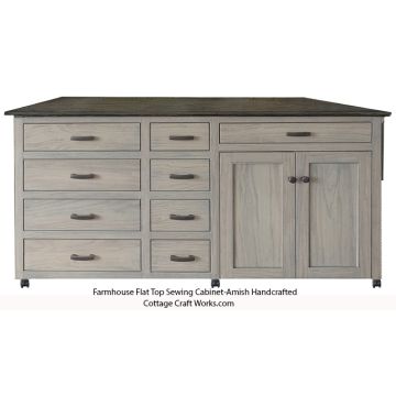 Flat top sewing workspace farmhouse sewing center furniture