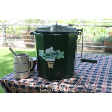 Immergood Stainless Steel 4 Qt Hand Crank Ice Cream Maker with Insulated Leak-Free Tub