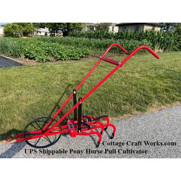 Amish pony and horse pull garden cultivator with adjustable tines